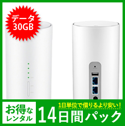 【30GB】【14日レンタルパック】Speed Wi-Fi HOME L01